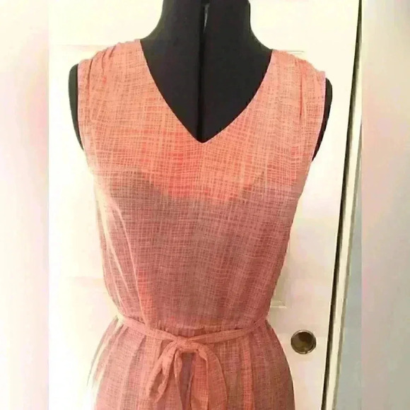 APT 9 Stretch Orange Salmon Lightweight Sleeveless Dress Women Medium Petite - Picture 3 of 7